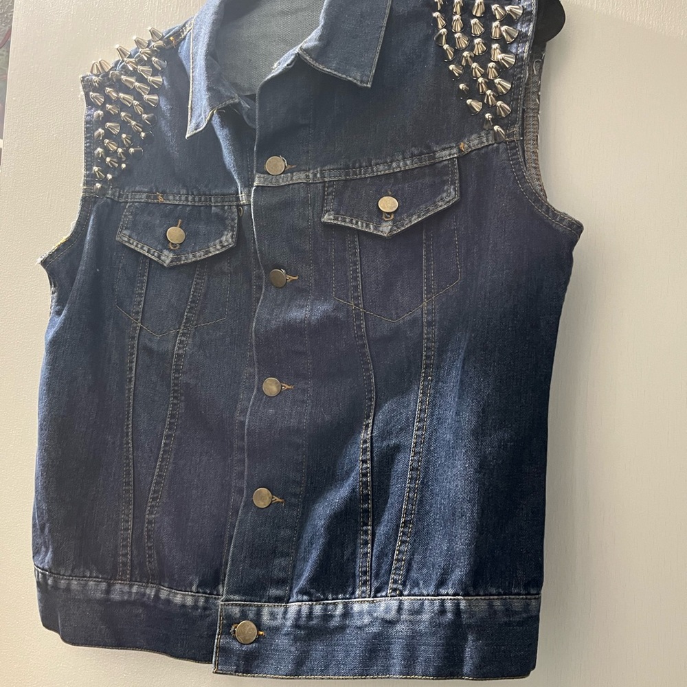Forever 21 Dark Blue Studded Jean vest